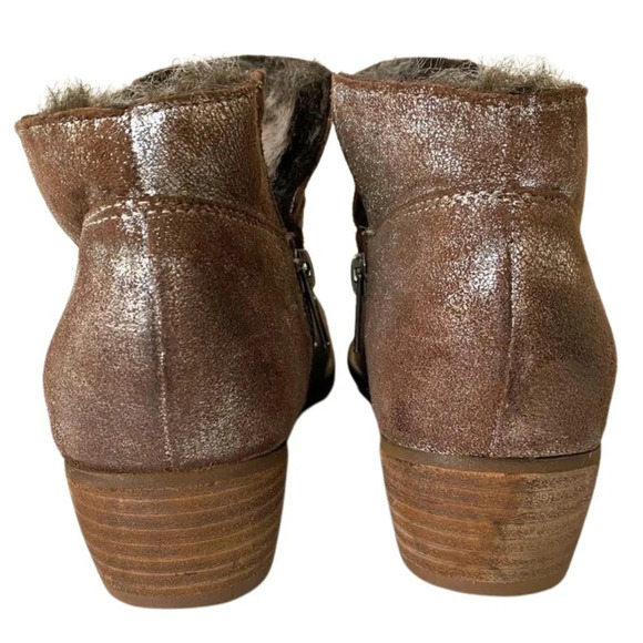 RARE Seychelles Snare Fur-lined Cozy Metallic Shimmer Bootie, Tan, Brown, Silver - Picture 8 of 12